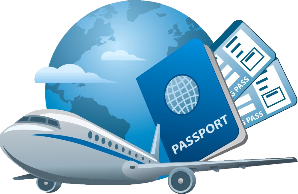 a picture of a plane and passport